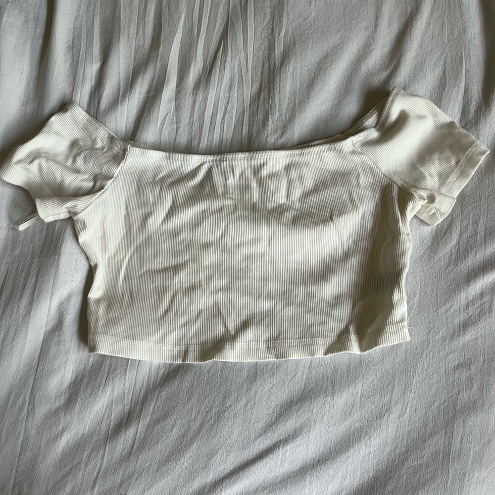 Cropped White Off the Shoulder Top